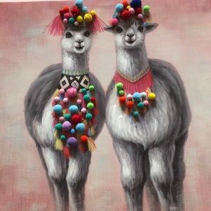 EMBELLISHED LLAMA PAINTING